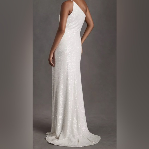 Anthro Jenny Yoo Collection | Zara One-Shoulder | Sequin Column Gown | 14 - Picture 2 of 10